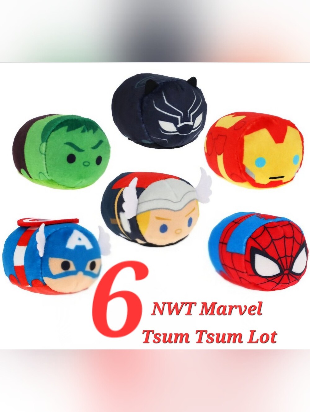 ⚡ Marvel Avengers Tsum Tsum 6-Piece Plush Bundle Disney NWT⚡
